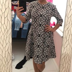 black and white patterned dress